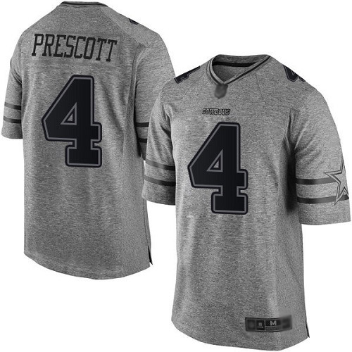 Men Dallas Cowboys Limited Gray Dak Prescott 4 Gridiron NFL Jersey